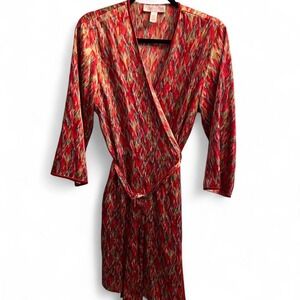 Vintage Oscar de la Renta Pink Label Red Robe with Pockets Women's Size Small